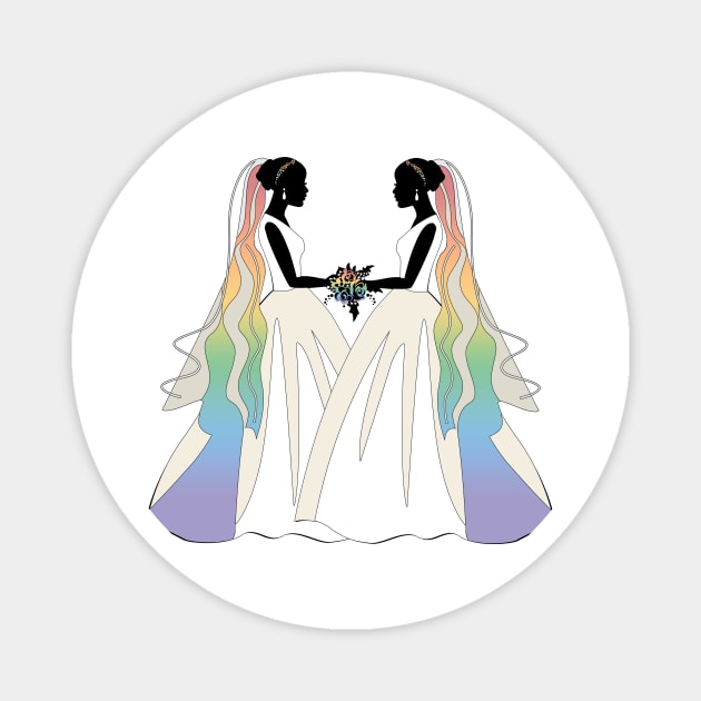 Lesbian Pride Ballgown Rainbow Brides Magnet by LiveLoudGraphics